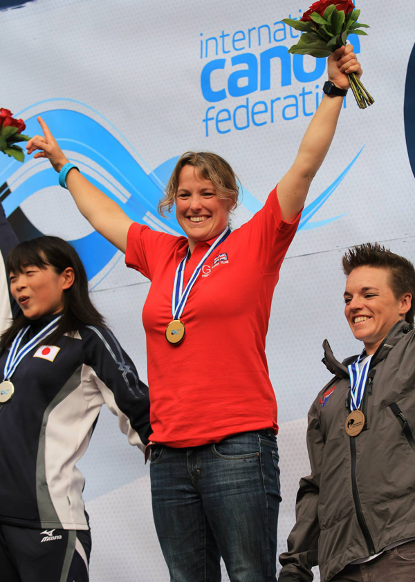 Claire on the World Championship podium (photo Greenriver Photography)