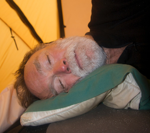 sleeping in a tent